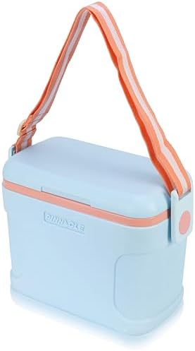 Pinnacle 8.5Qt Mini Cooler, 14 x 7.6 x 10.6In Ice Box with Smart Divider, Locking Lid, Adjustable Shoulder Strap, Insulated Picnic Basket Beach Cooler Bag, 36- Hour Ice Retention, Stylish Colors